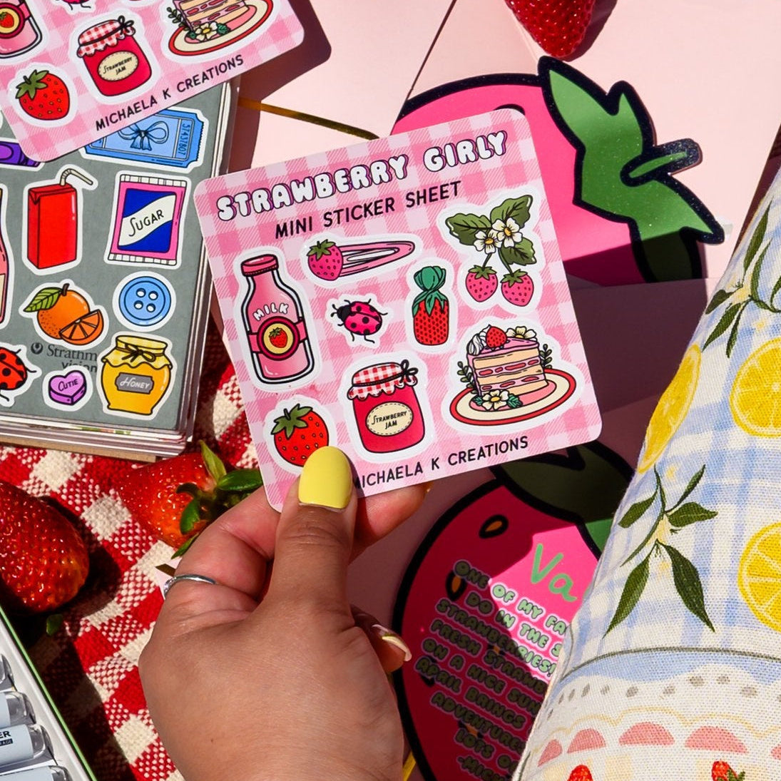 Strawberry Girly Sticker Sheet
