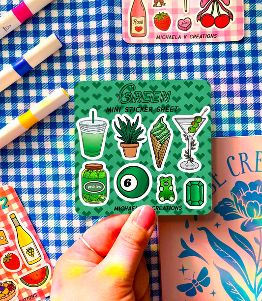 Green Girly Sticker Sheet