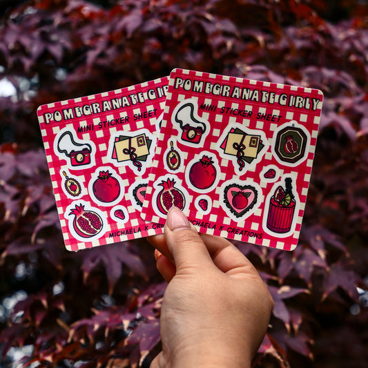 Pomergranate Girly Sticker Sheet